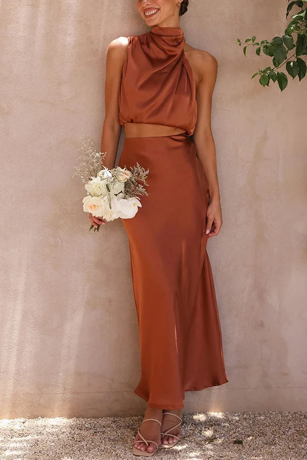 Women’s Two-Piece Evening Set with Draped Neckline