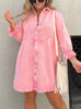 Women’s Mini Denim Shirt Dress with Ruffle Sleeves