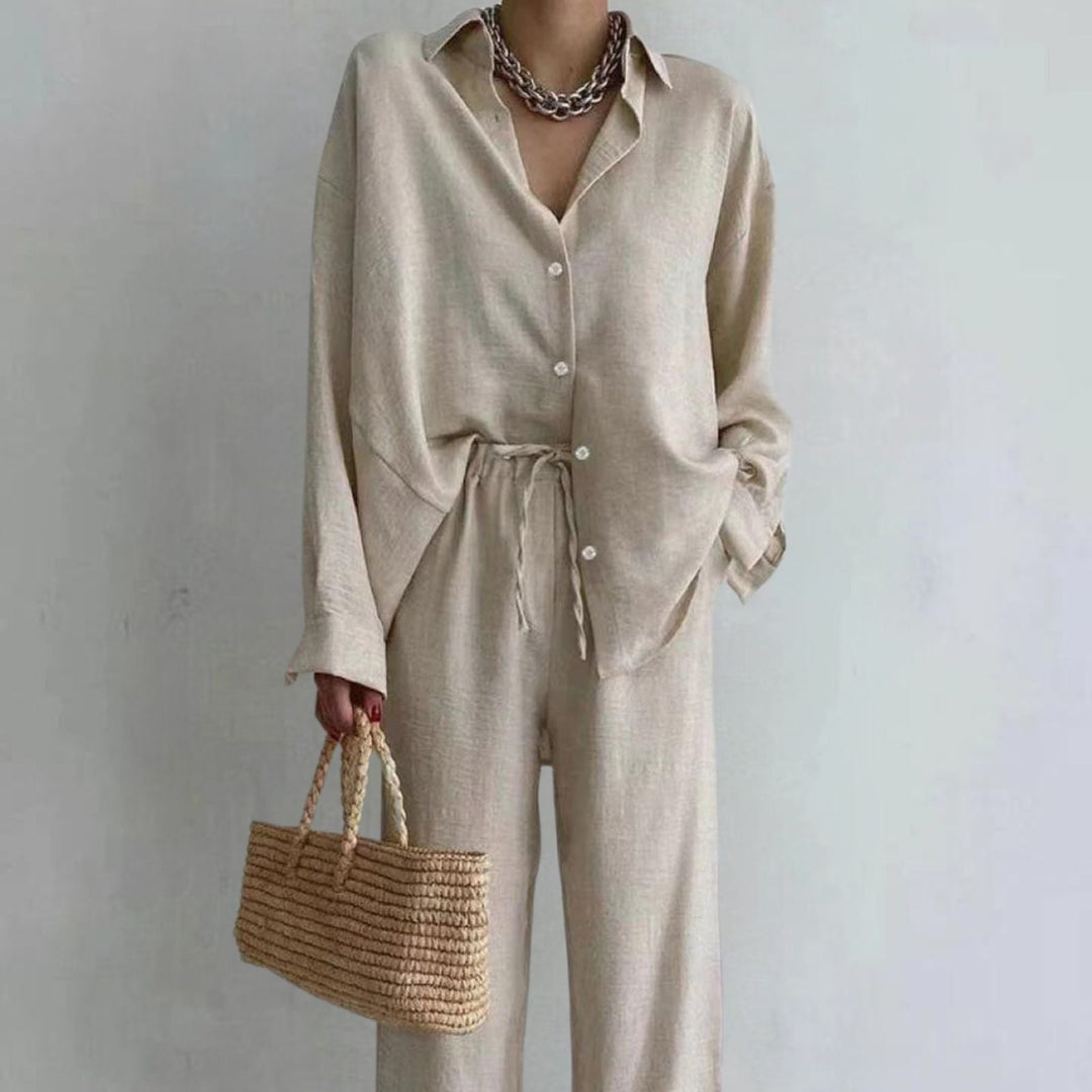 Women’s Linen Shirt and Trousers Set for Summer