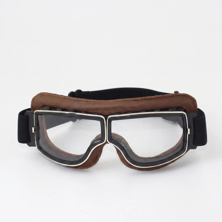 VintroggRetro-Style Leather-Frame Motorcycle Goggles
