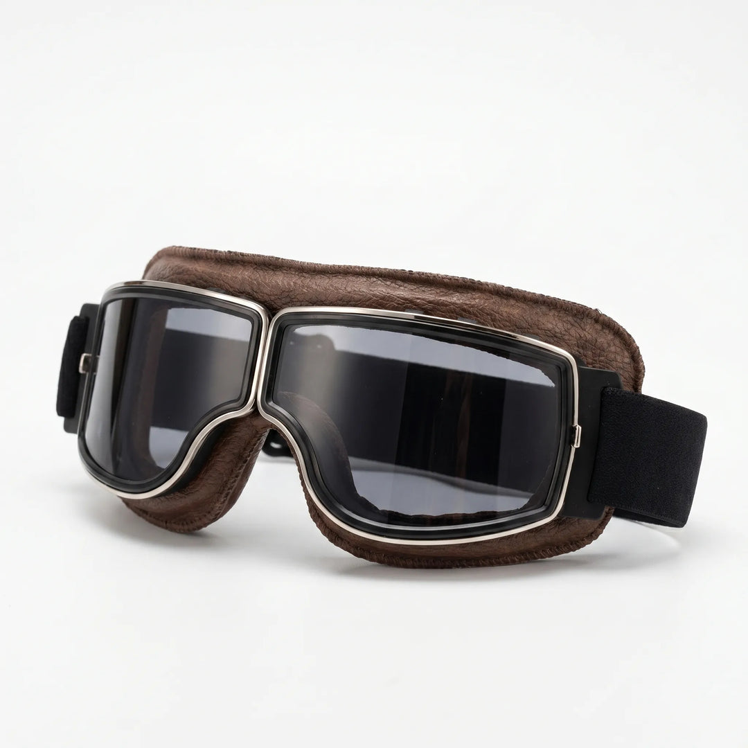 VintroggRetro-Style Leather-Frame Motorcycle Goggles