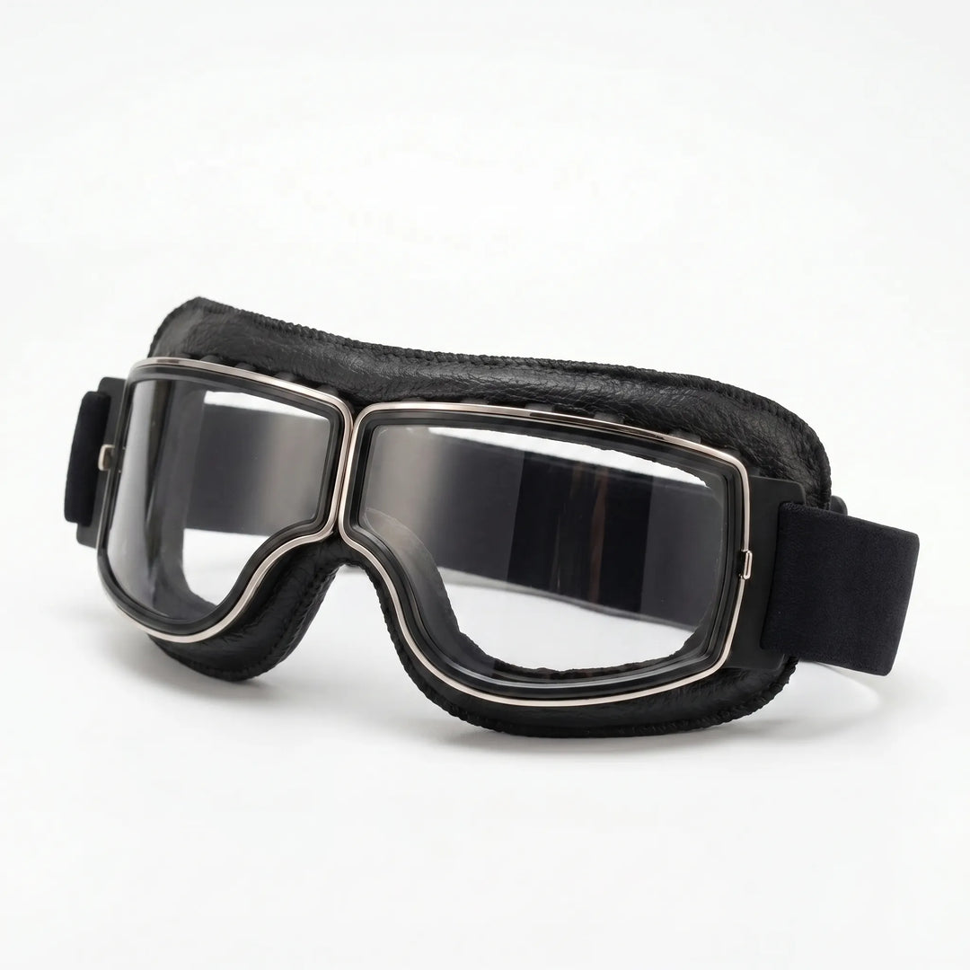 VintroggRetro-Style Leather-Frame Motorcycle Goggles