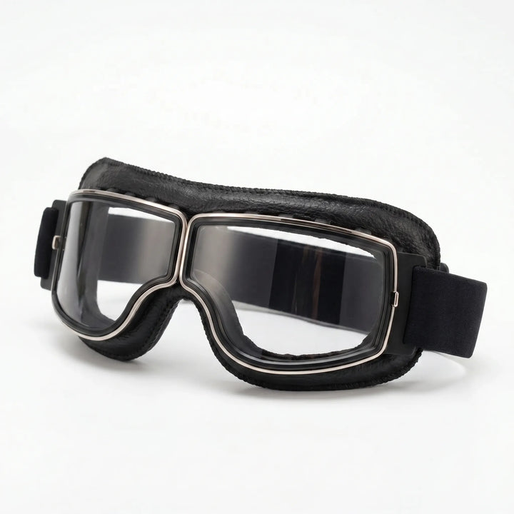 VintroggRetro-Style Leather-Frame Motorcycle Goggles