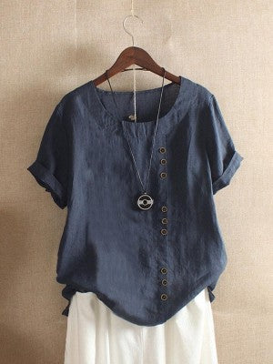 Women's Crew Neck Rolled-Sleeve Shirt