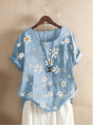 Women's Crew Neck Rolled-Sleeve Shirt