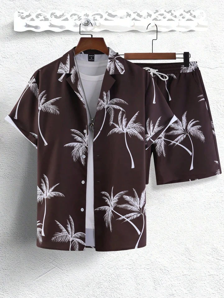 Dieter | Tropical Palm Print Shirt & Shorts Set