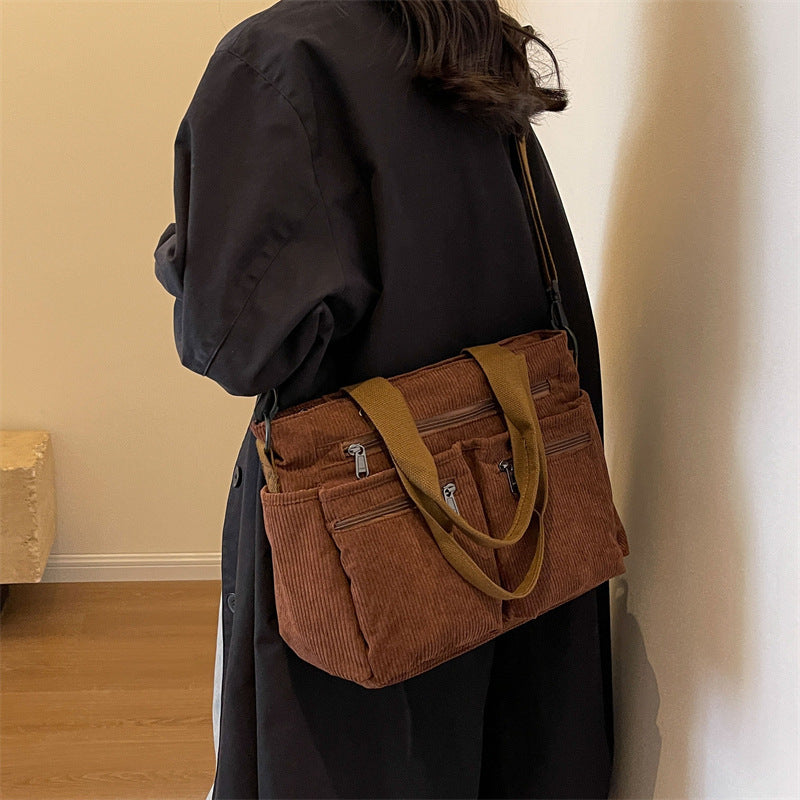 Trendy Corduroy Shoulder Bag – VelvetVogue