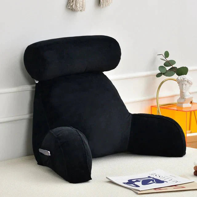 Cozy Reading Bed Pillow with Arms - Plush Velour Support
