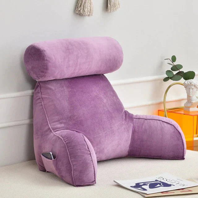 Cozy Reading Bed Pillow with Arms - Plush Velour Support