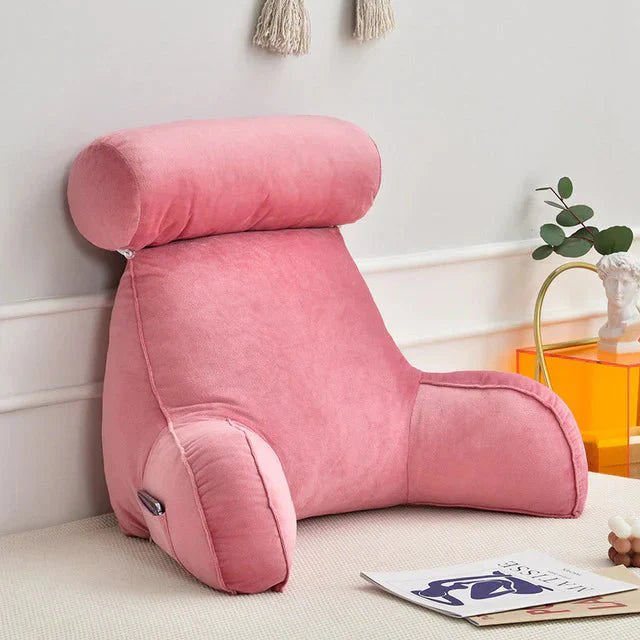 Cozy Reading Bed Pillow with Arms - Plush Velour Support