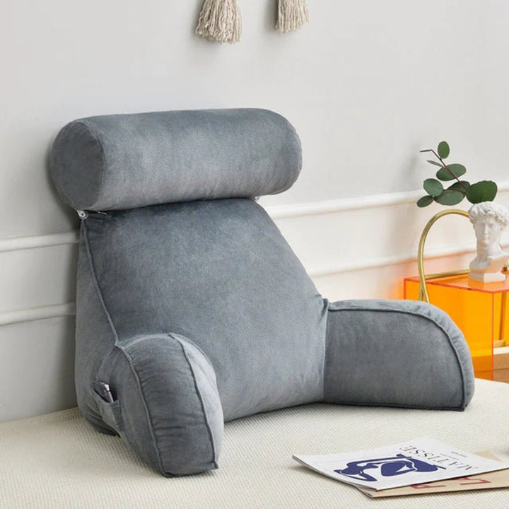 Cozy Reading Bed Pillow with Arms - Plush Velour Support