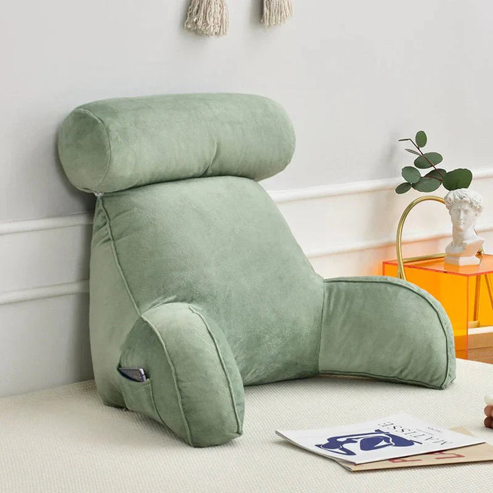 Cozy Reading Bed Pillow with Arms - Plush Velour Support