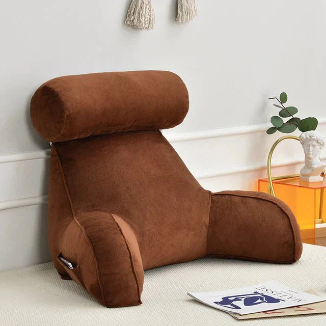 Cozy Reading Bed Pillow with Arms - Plush Velour Support