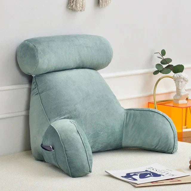 Cozy Reading Bed Pillow with Arms - Plush Velour Support