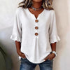 Women’s Ruffled Sleeve V-Neck Button Top