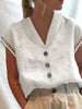 Women’s Linen Button-Down Shirt with Lace Trim