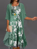 Women’s Floral Print Midi Dress with Cardigan