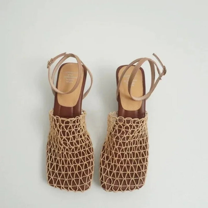 Women's Sculpted Square-Toe Mesh Heels