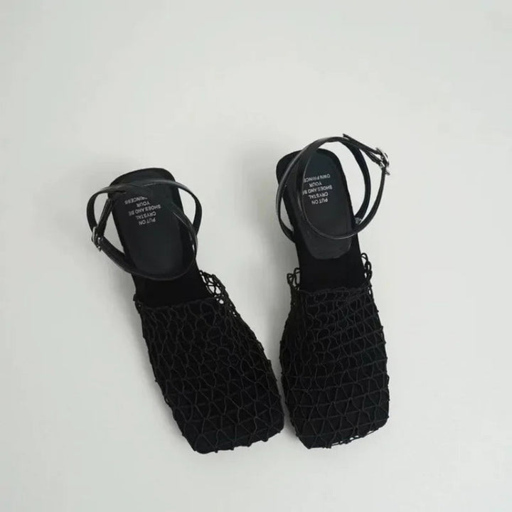 Women's Sculpted Square-Toe Mesh Heels