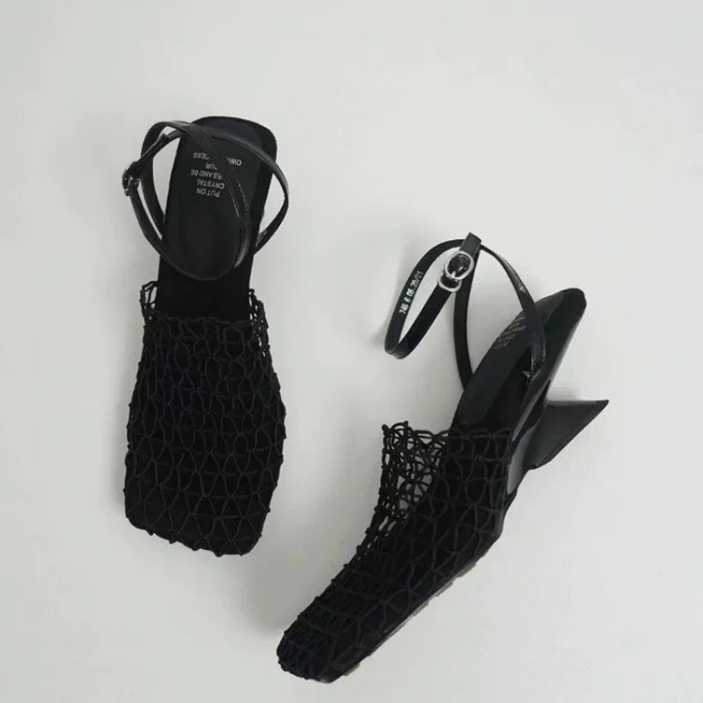 Women's Sculpted Square-Toe Mesh Heels