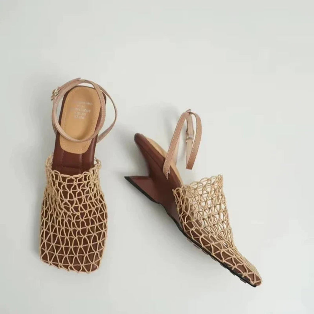 Women's Sculpted Square-Toe Mesh Heels