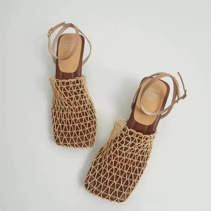 Women's Sculpted Square-Toe Mesh Heels