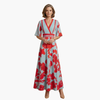 Elegant Women’s Maxi Dress – Floral Print V-Neck Style