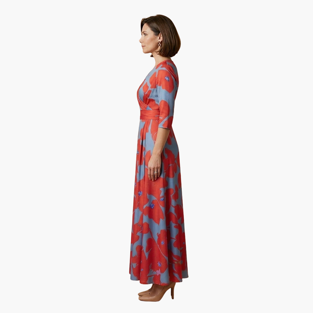 Women's Elegant Floral V-Neck Maxi Dress - Flattering & Versatile