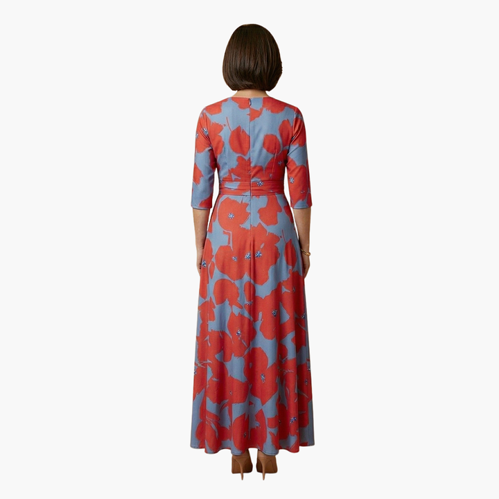 Women's Elegant Floral V-Neck Maxi Dress - Flattering & Versatile