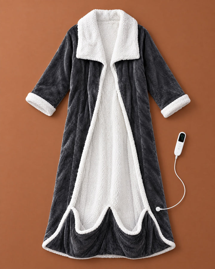 Wearable Heated Blanket Robe with Sleeves and Foot Pocket
