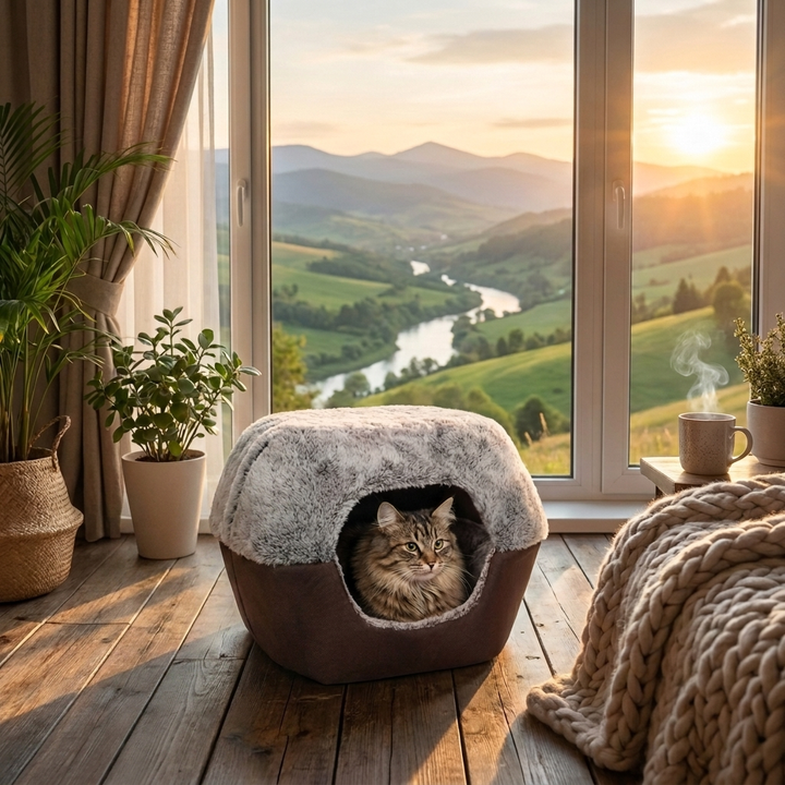 2-in-1 Cat Bed – Convertible Cozy Pet Bed for Cats
