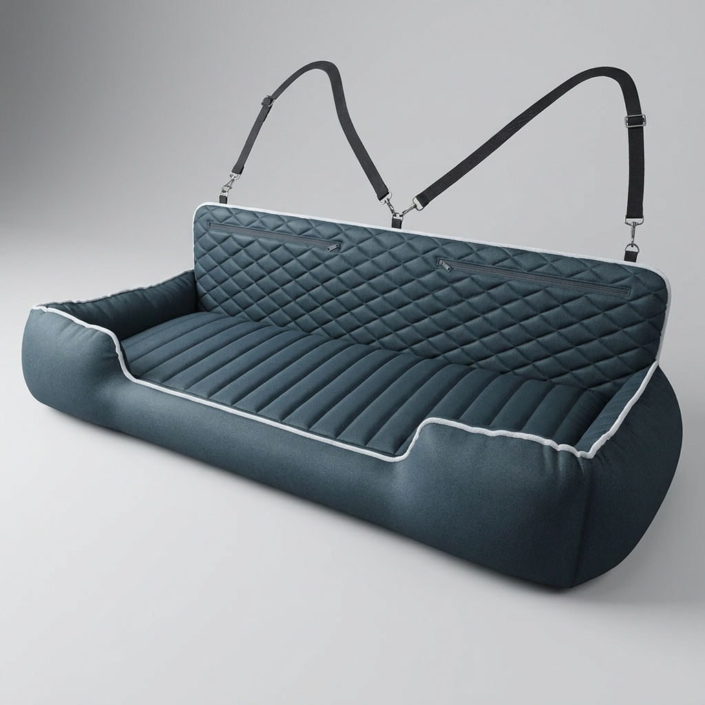 ComfyRide Dog Car Seat Bed – Luxury Travel Comfort with Storage Pockets