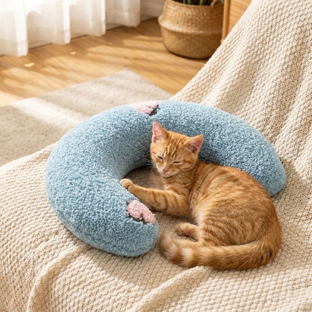 SnuggleEase Calming Pet Pillow – Soft Support for Peaceful Rest