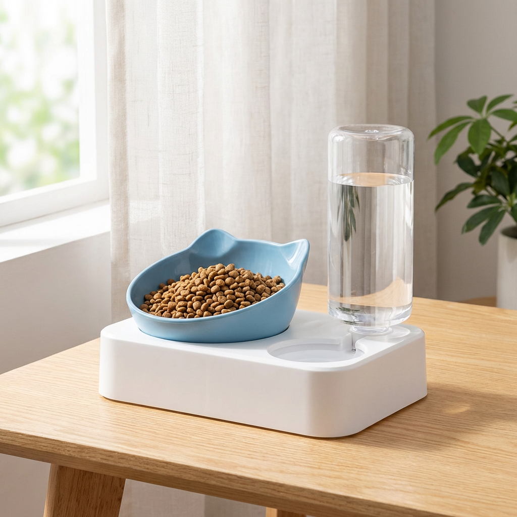 Anti-Vomiting Cat Bowl with Automatic Water Dispenser
