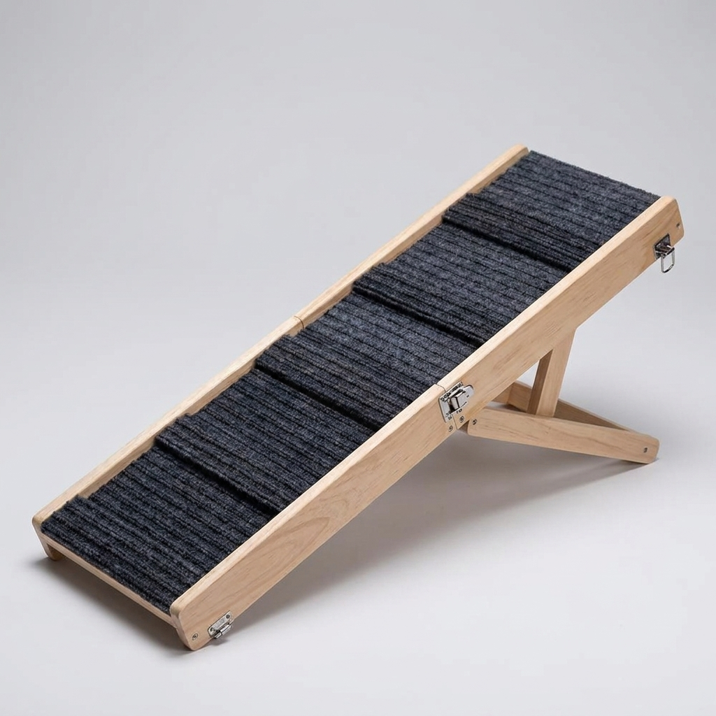 4-Level Adjustable Wooden Dog Ramp
