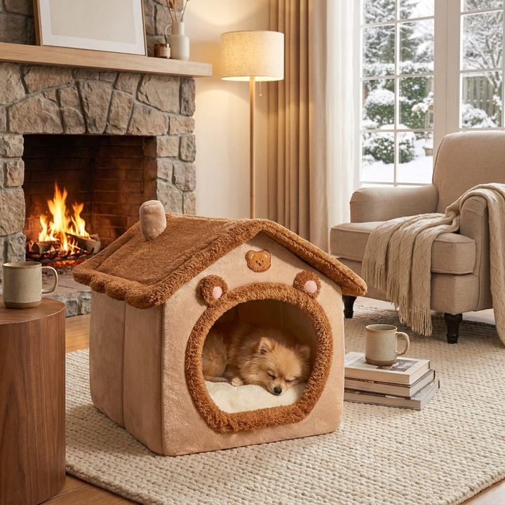 Cartoon Bear Pet Cave Bed