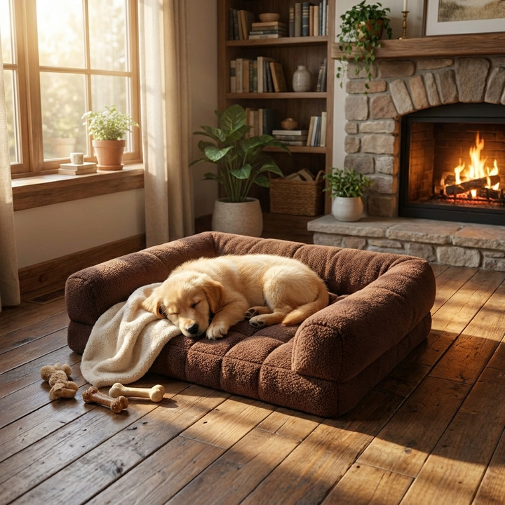 Large Soft Supportive Headrest Orthopaedic Dog Sofa Bed