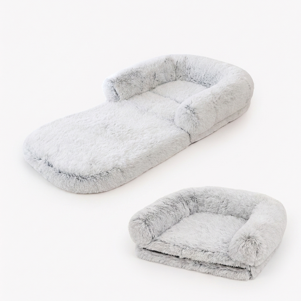 Chic Plush Large Foldable Human & Dog Bed