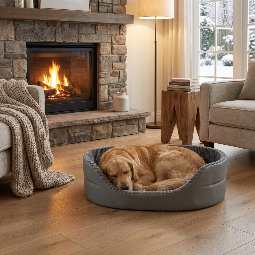 Solid Washable Dog Bed for Large Dogs