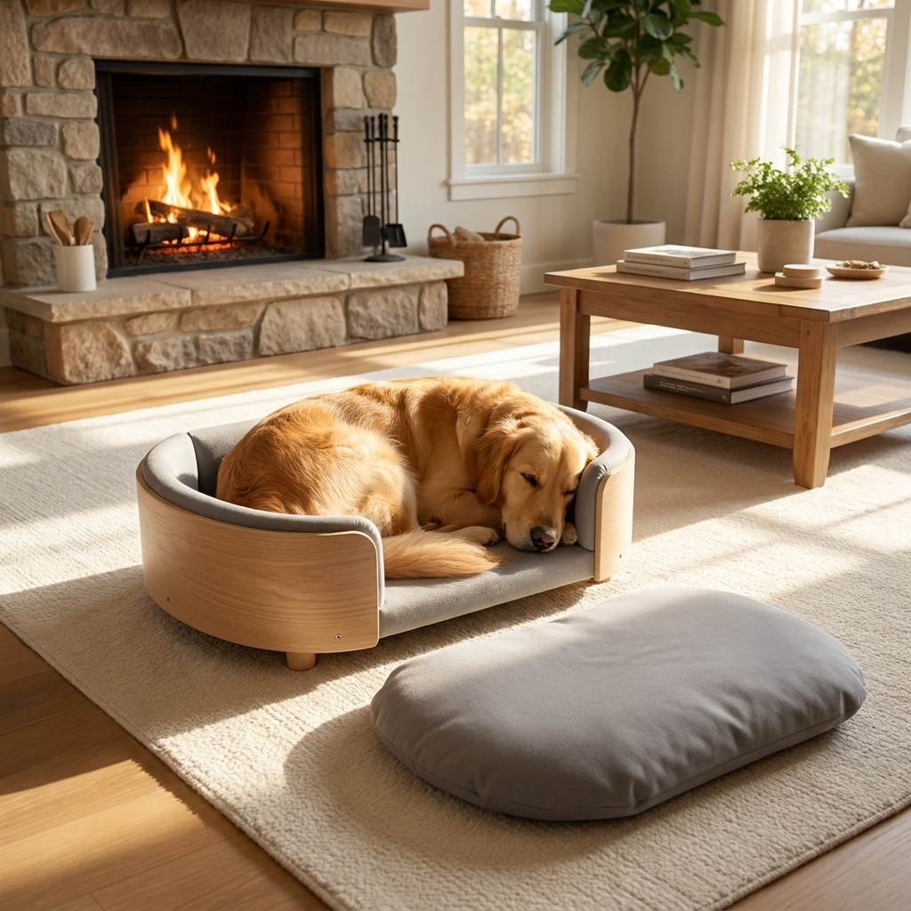 Orthopedic Wooden Frame Dog Sofa Bed