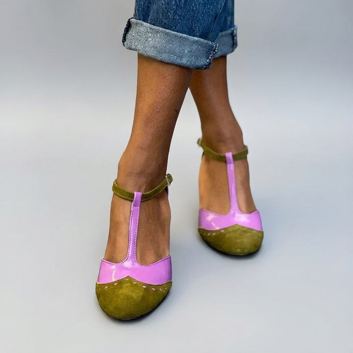 T‑Strap Block Heel Pumps