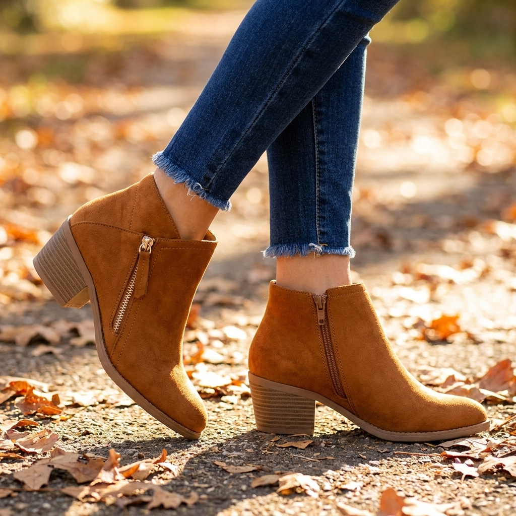 Women’s Ankle Boots | Block Heel with Side Zip Closure