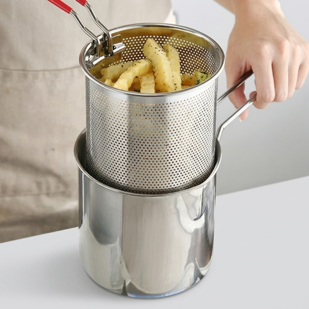 1200ML Oil Fryer Pot with Convenient Strainer