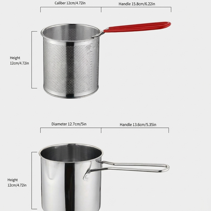 1200ML Oil Fryer Pot with Convenient Strainer