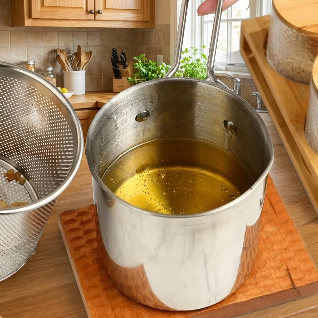 1200ML Oil Fryer Pot with Convenient Strainer