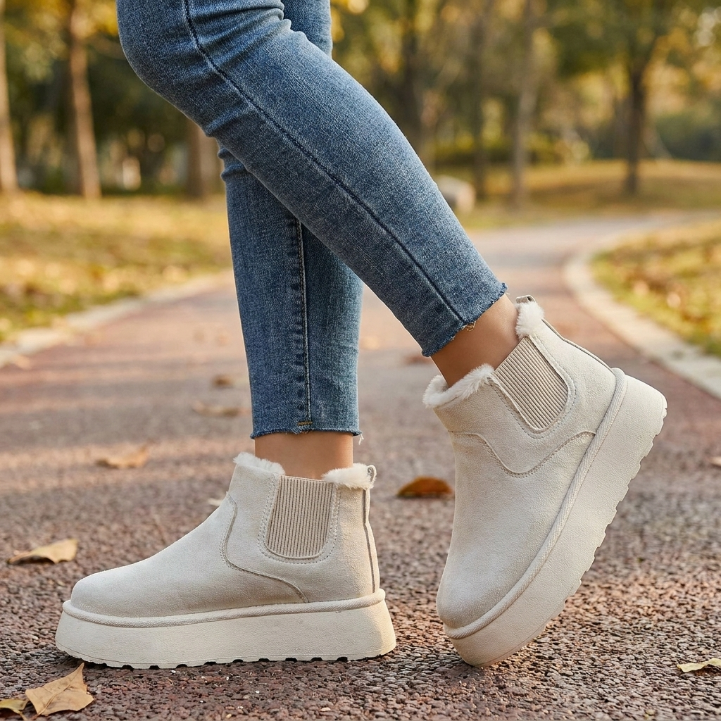 Women’s Ankle Slip-On Boots with Stylish Sole