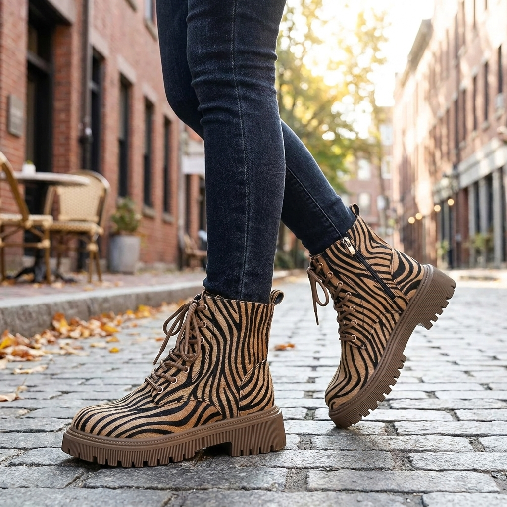 Stylish Women’s Ankle-Height Leopard Print Boots