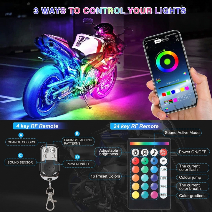 12-Piece LED Lighting System for Motorcycles – Turn & Brake