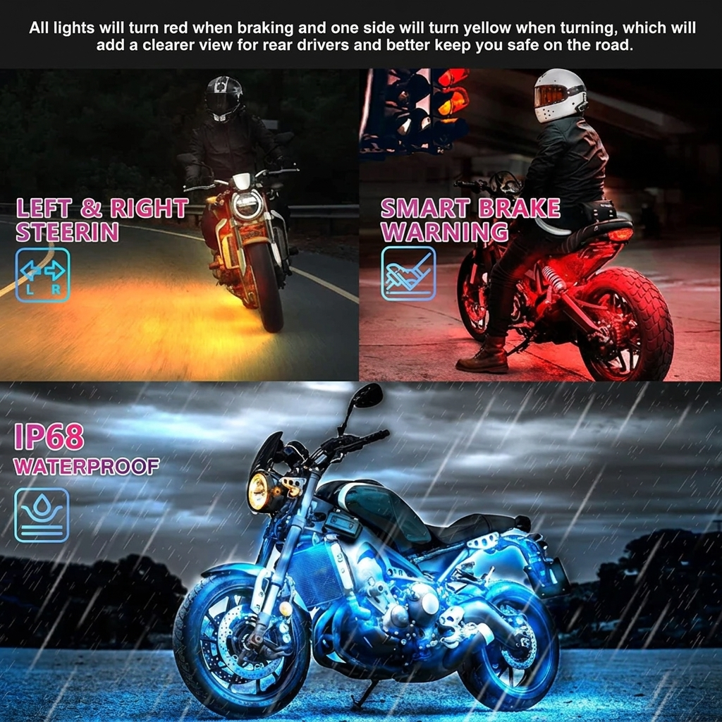 12-Piece LED Lighting System for Motorcycles – Turn & Brake
