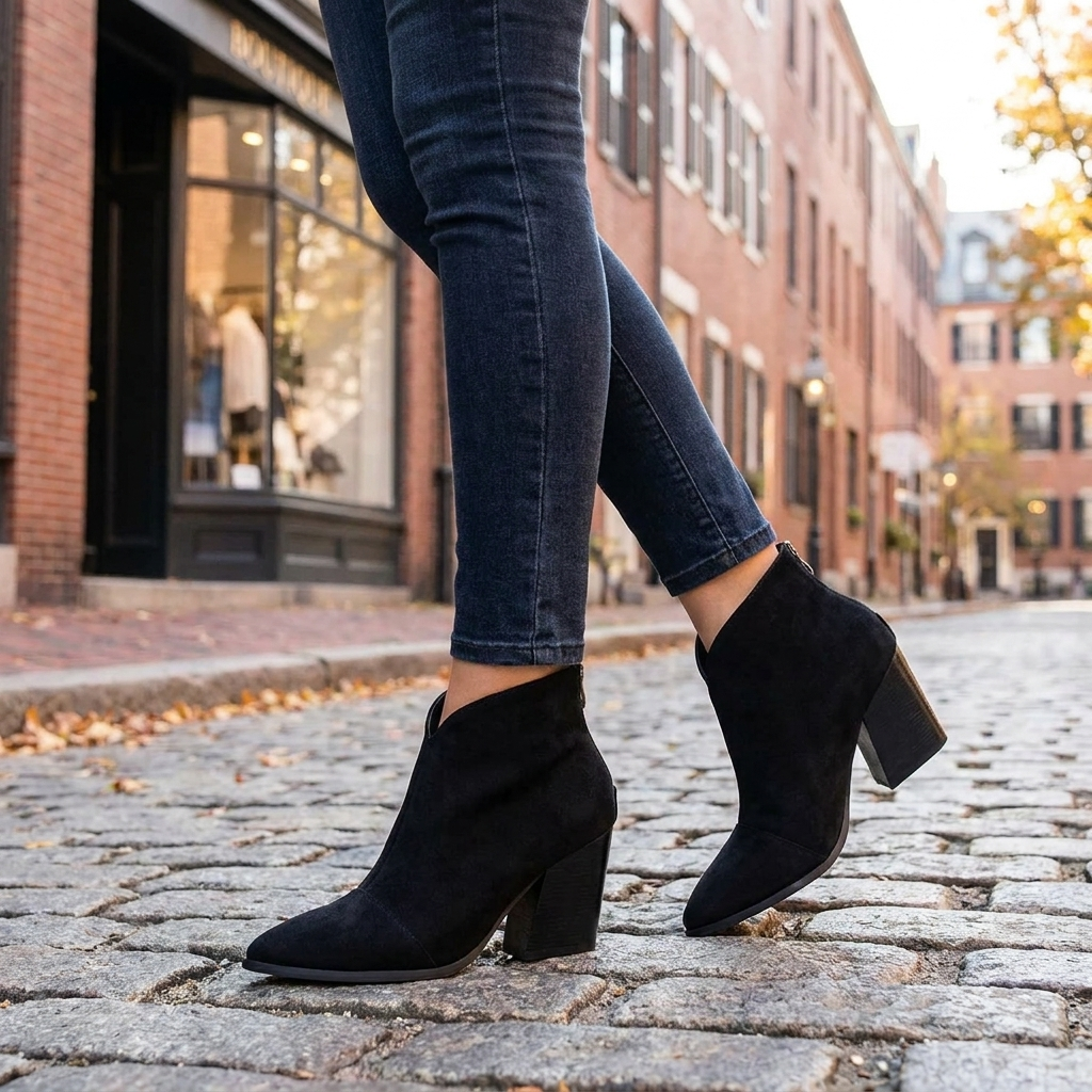 Elegant Women’s Ankle-Height Booties with Block Heel